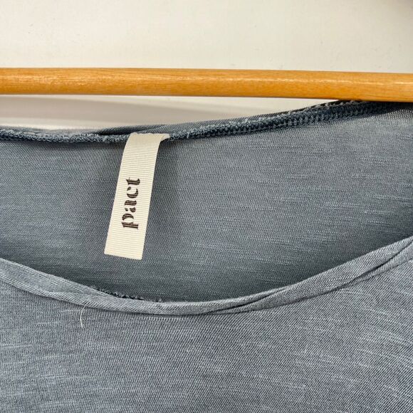 Pact Top Women Shirt Size L Blue 100% Organic Cotton Scoop neck Long Sleeve Tee - Picture 3 of 6